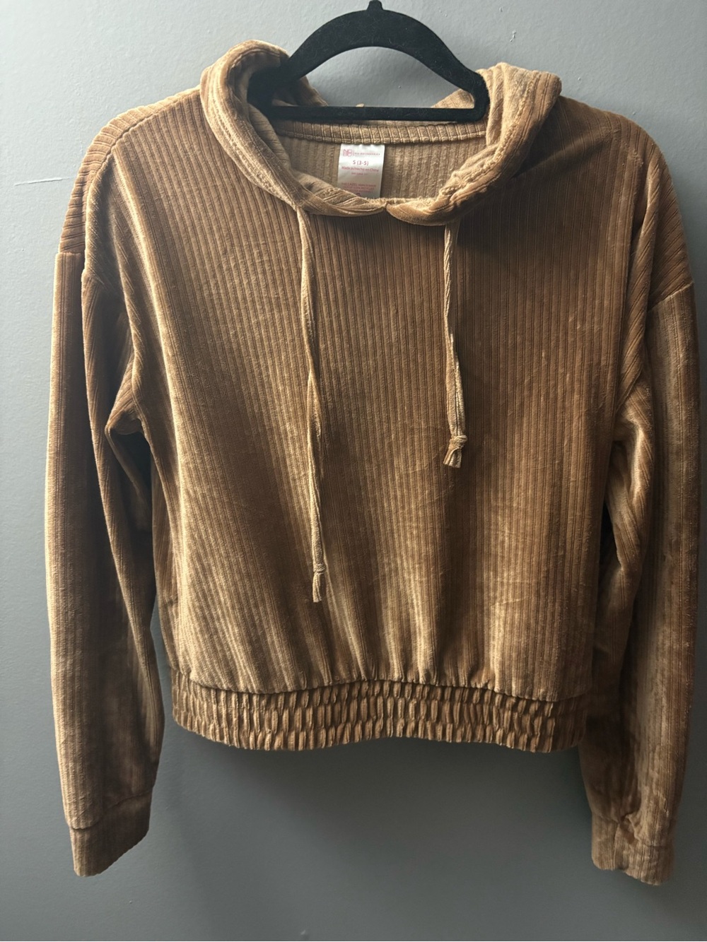 No Boundaries Tan Corduroy Hooded Top
